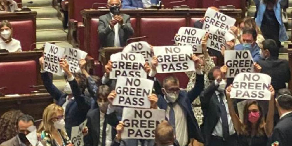 Tumulte Im Italienischen Parlament Rechtsaussen Abgeordnete Protestieren Gegen Grunen Pass Zackzack At